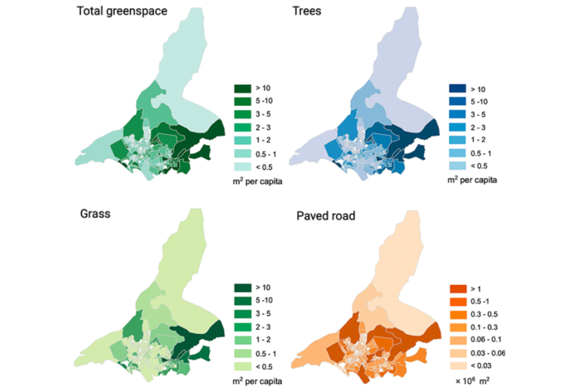 Spatial distribution of green space in Karachi