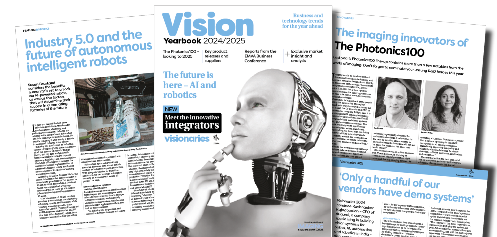 Imaging and Machine Vision Europe's Vision Yearbook 24/25 cover and pages