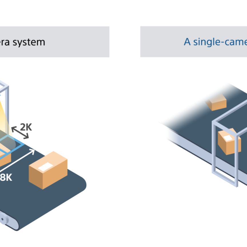 A single wide-angle camera can more effectively and efficiently cover the entire width of a conveyor belt over multiple cameras